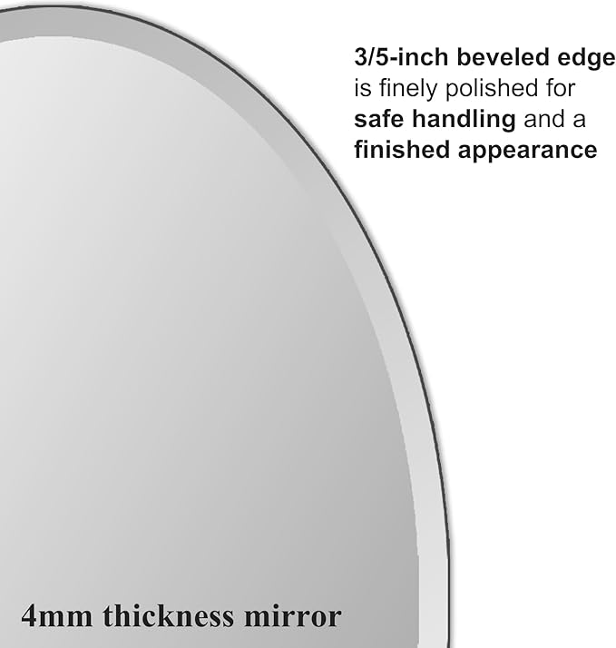 Bathroom Mirror for Over Sink, Oval Frameless Mirror, Beveled Polished Wall - Image 5