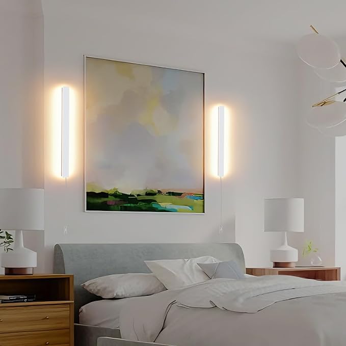 KELUOLY Modern Plug in Wall Sconces, 23.6 inch Frosted White LED Long Wall - Image 9