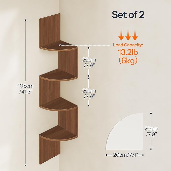 HOOBRO Corner Shelf Wall-Mounted, 4-Tier Corner Bookshelves - Image 3
