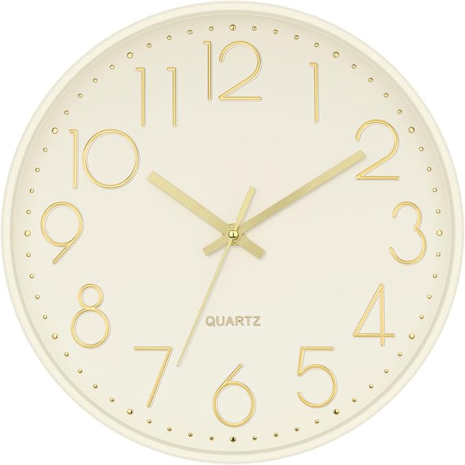 Foxtop Modern Wall Clock Silent Non Ticking Battery Operated Quartz Round Wall by Foxtop