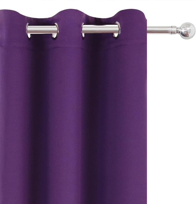 LEMOMO Blackout Curtains 52 x 90 Inch Long Purple Curtains Set of 2 Panels Room - Image 6