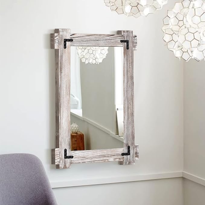 MeMoreCool White Farmhouse Bathroom Mirror 24x36 Inch, Wood Framed Decorative - Image 2