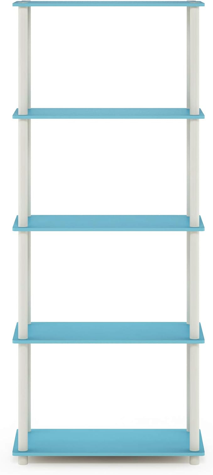 Furinno TURN-N-TUBE Storage Shelves, 5-Tier Book Shelf, Corner Shelf, Toolless - Image 7