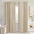 MIULEE Cream Beige Back Tab Light Blocking Curtains 84 Inch Length 2 Panels Set by MIULEE