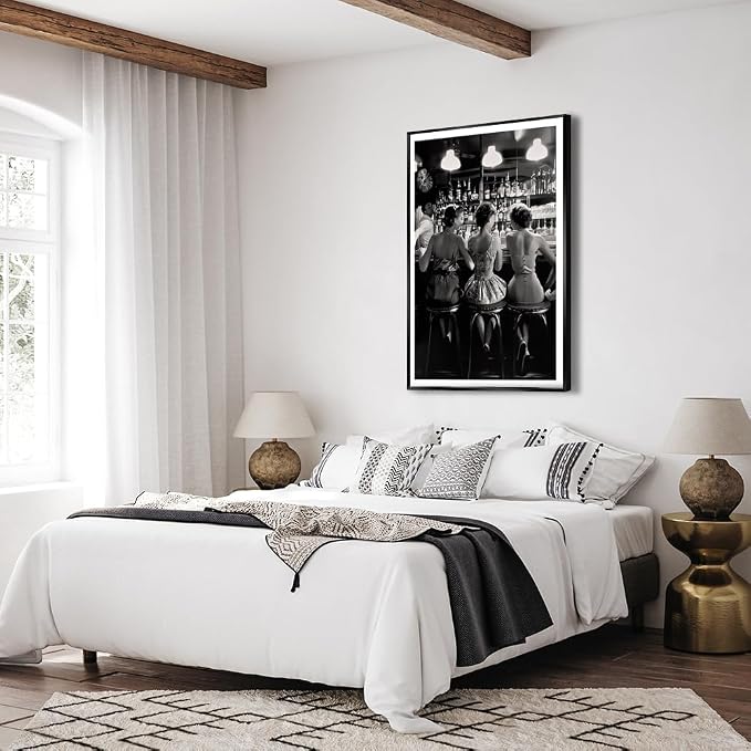 Vintage Black and White Posters Trendy Women Drink Cocktail Wall Art Funky - Image 6