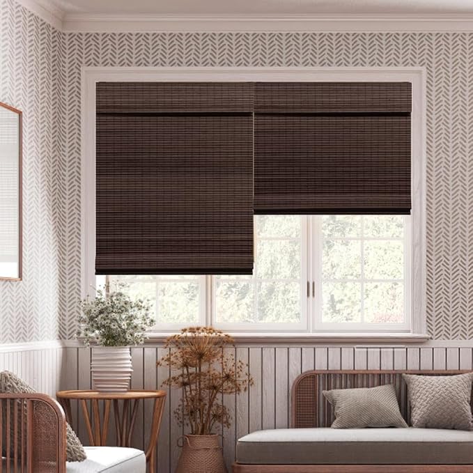 LUCKUP Cordless Bamboo Roman Blinds Shades - Image 7
