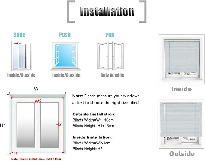 YIIBAII Mini Blinds Suitable for 36" W x 64" H Windows 1" Aluminum Horizontal - Image 8