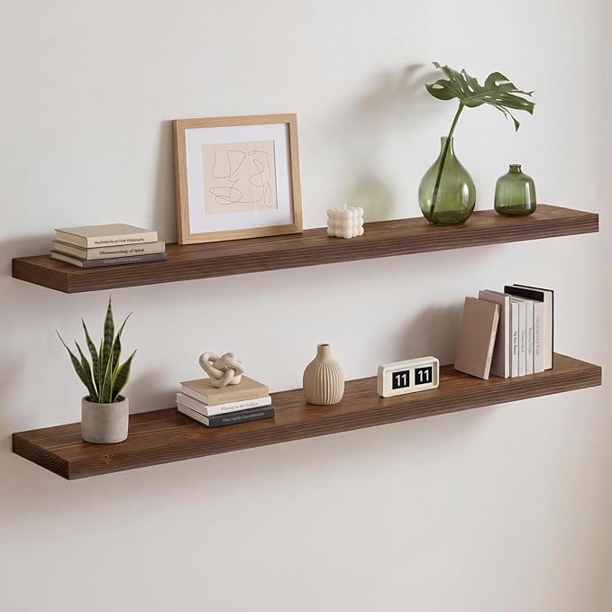 Homeforia Classic Walnut 48 inch Floating Shelf, High End Solid Real Wood Small by Homeforia