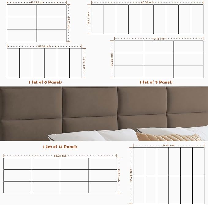 IFNOW Wall Mounted Upholstered Headboard King, 3D Peel and Stick Soundproof - Image 6