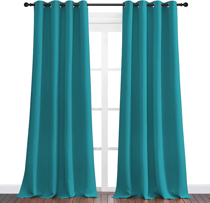 NICETOWN Room Darkening Curtains 102 inch Length 2 Panels, Peacock Teal - Image 2