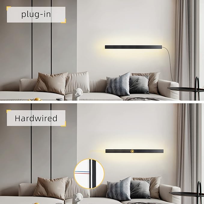 KELUOLY Modern Plug in Long Wall Sconce, 20W Warm White 3000K Acrylic Indoor - Image 6