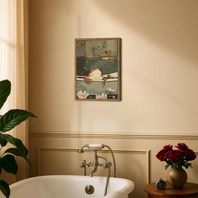 Funny Japanese Frog Bathroom Wall Art Whimsical Frog in Bathtub Wall Decor - Image 7