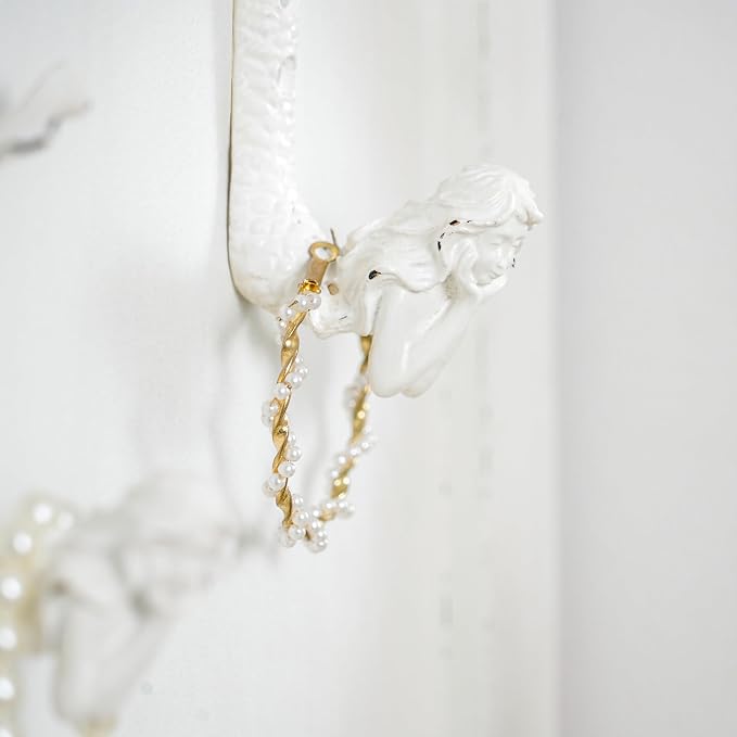 SOFFEE DESIGN 4pcs White Mermaid Shape Metal Coat Hooks, Playful Mermaid Design - Image 2