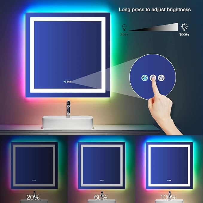 LOAAO 36"X36" LED Bathroom Mirror - Image 3