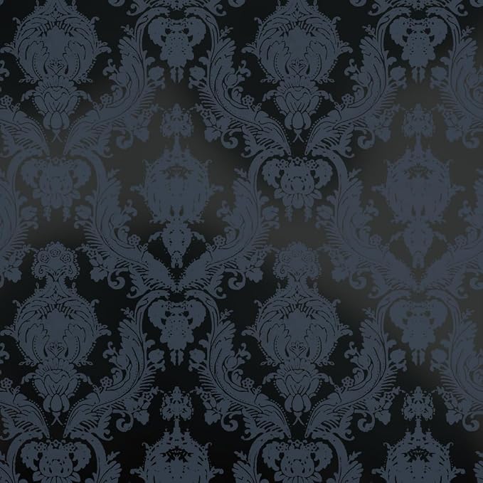 Tempaper Textured Black Damsel Removable Peel and Stick Damask Wallpaper by TempaperCo