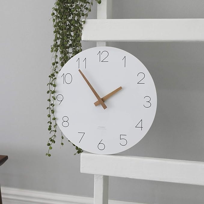 mooas Flatwood Wall Clock, Analog Wall Clock, Silent Non-Ticking 12 inch Modern - Image 6