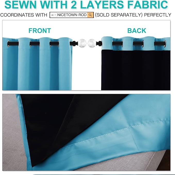 NICETOWN Insulated 100% Blackout Curtains, Noise Reducing Performance Drapes - Image 5