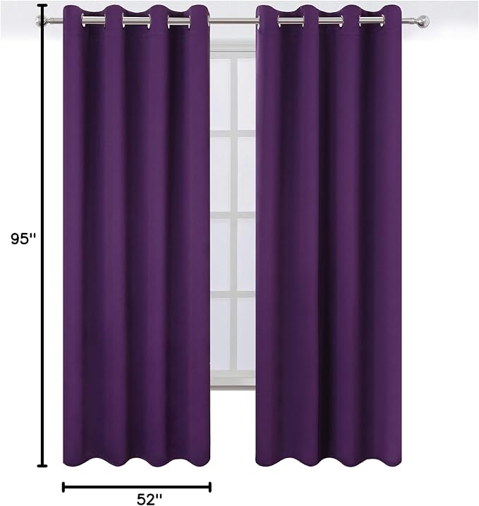 LEMOMO Purple Thermal Blackout Curtains/52 x 95 Inch/Set of 2 Panels Room - Image 10