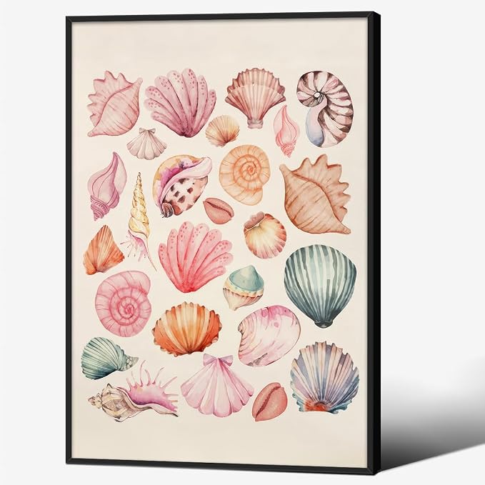 Pink Seashell Posters Coastal Cowgirl Canvas Wall Art Trendy Beach Starfish by Unknown