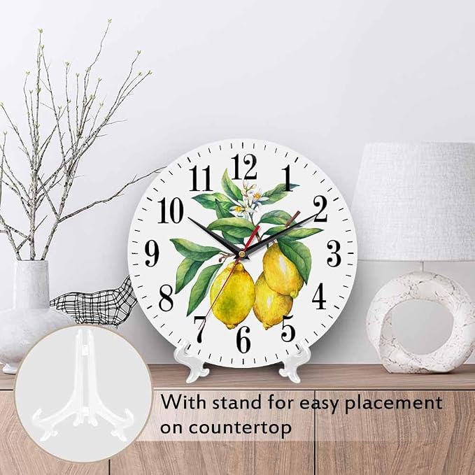 Mxocom Watercolor Lemon Wall Clock Citrus Fruit on a Branch - Image 3