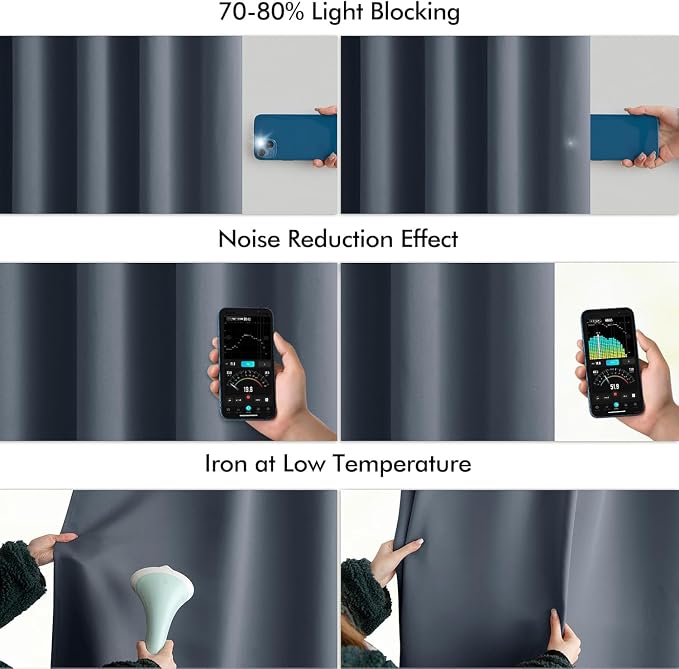 MIULEE Stone Blue Back Tab Blackout Curtains 84 Inch Length 2 Panels Set - Image 5