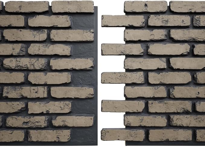 EverStone Aged Brick Faux Brick Panel, 46 7/8"W x 27"H x 1 1/4"D, Ash Color - Image 8
