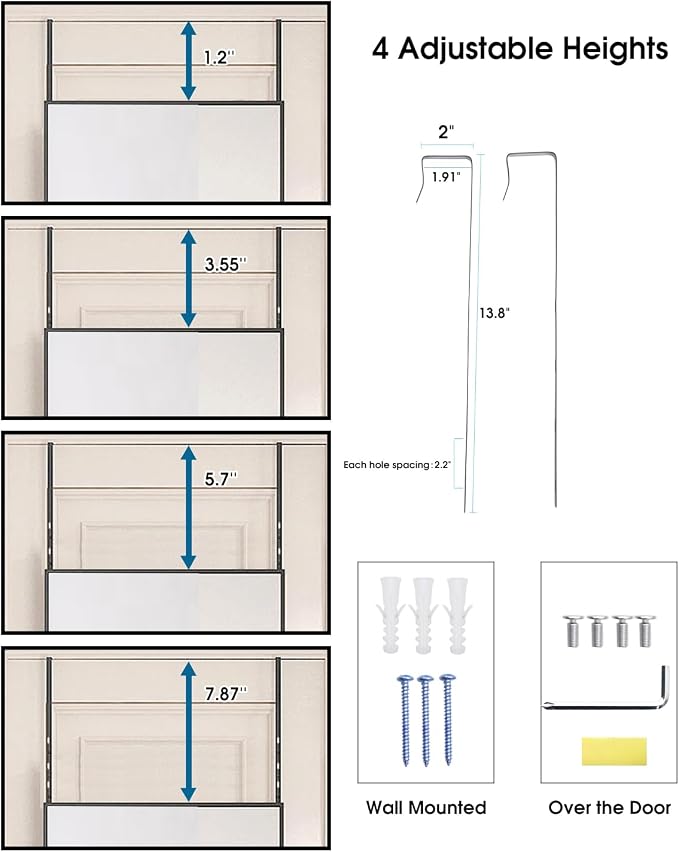 NEARBYSD 48"x 14" Door Mirror, Full Length Mirror Wall Mounted, Over The Door - Image 4