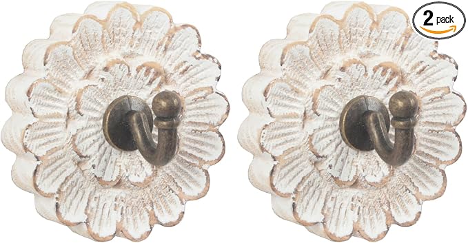 dwellington Distress Wood Flower Coat Hooks by dwellington