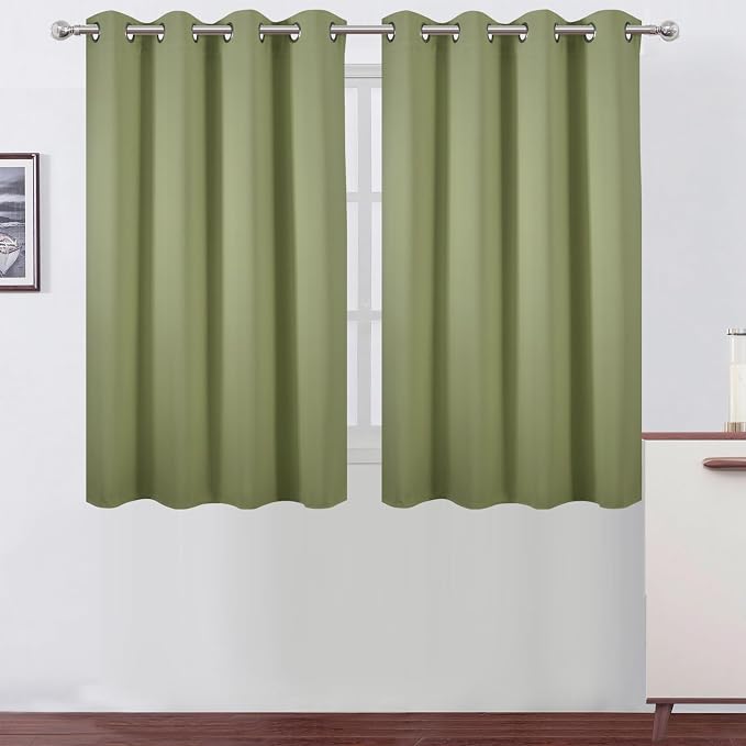 LEMOMO Sage Green Thermal Blackout Curtains/52 x 45 Inch/Set of 2 Panels Room by Lemomo