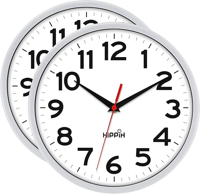 HIPPIH Wall Clock 2 Pack, 10 Inch Modern Wall Clocks Battery Operated, Non - Image 9