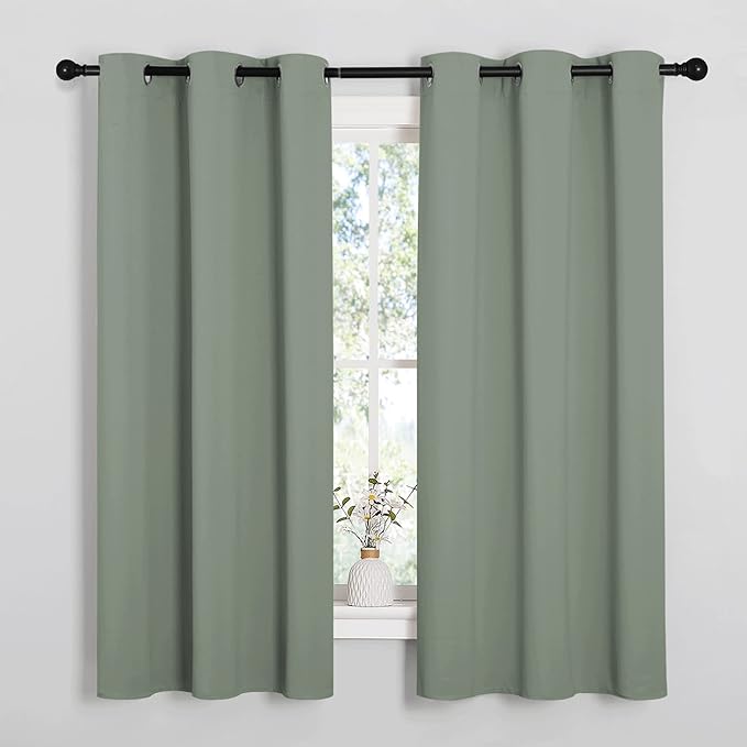 NICETOWN Greyish Green Nursery Essential Thermal Insulated Solid Grommet Top - Image 2