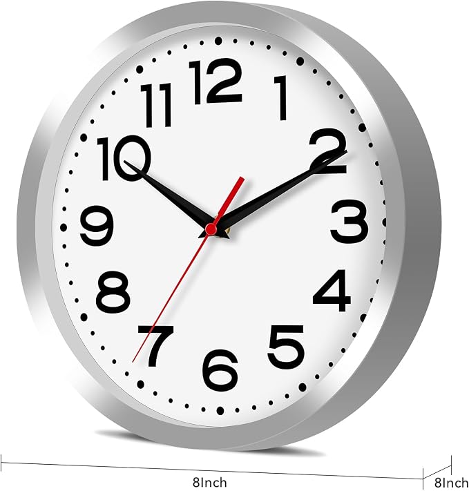 Roymnie Wall Clock Silent Non-Ticking Modern Clock Battery Operated 8 Inch - Image 9