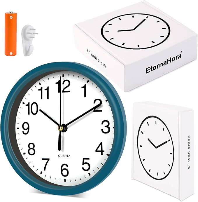 Silent Wall Clock Non Ticking, 6 Inch Wall Clocks Battery Operated, Small - Image 7