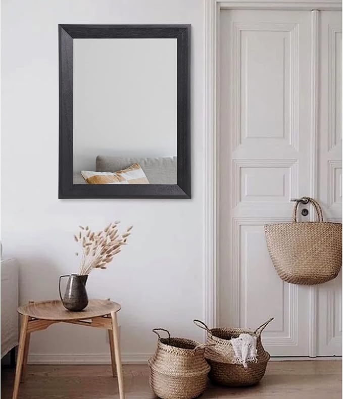 AAZZKANG Black Mirrors for Wall Rectangle Wood Framed Large 28"x20" Decorative - Image 5
