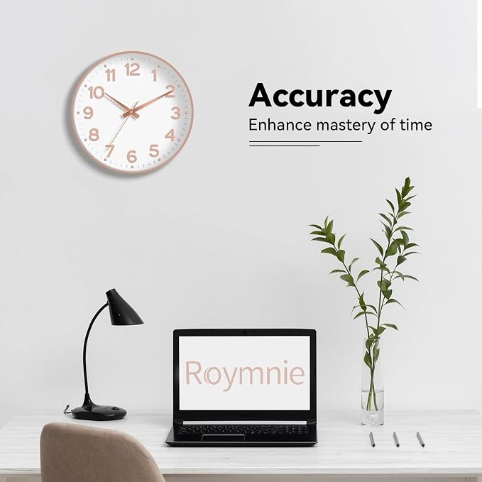 Roymnie Wall Clock 12 Inch Silent Wall Clocks Battery Operated- Modern Non - Image 4