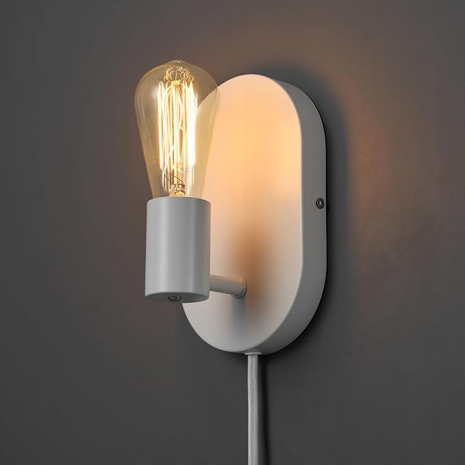 Globe Electric 65000134 1-Light Plug-in or Hardwire Wall Sconce, Matte White - Image 5