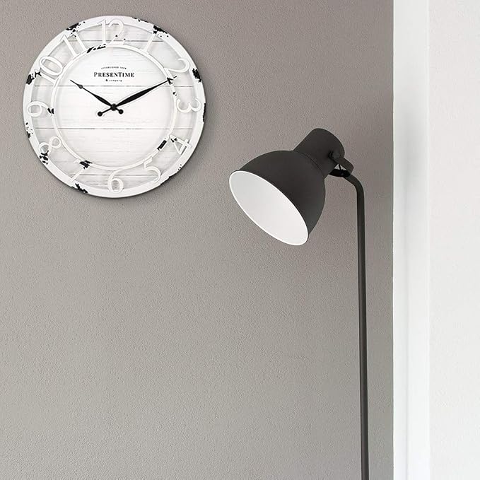 Presentime & Co 13" Farmhouse Series Wall Clock, Quartz Movement, Shiplap Style - Image 7