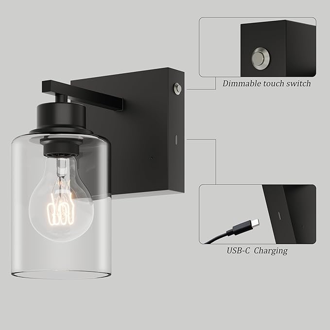 Battery Operated Wall Sconce Set of 2, Easy Install Dimmable Wireless Wall - Image 4