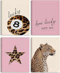 SEHSUVC Pink Lucky Leopard Wall Art Set of 4, Vintage Y2K Preppy Aesthetic by Unknown