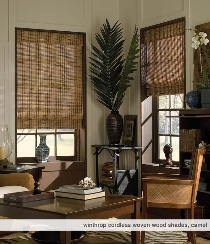 Cordless Woven Wood Roman Shades, 24W x 36H, Winthrop Camel, Sizes 20-72 Wide - Image 2