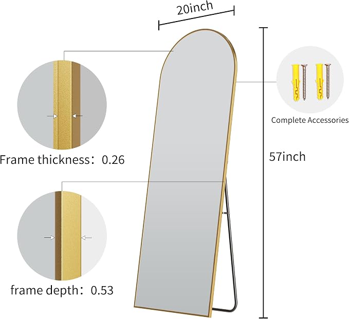 57" x 20" Arched Full Length Mirror - Image 7