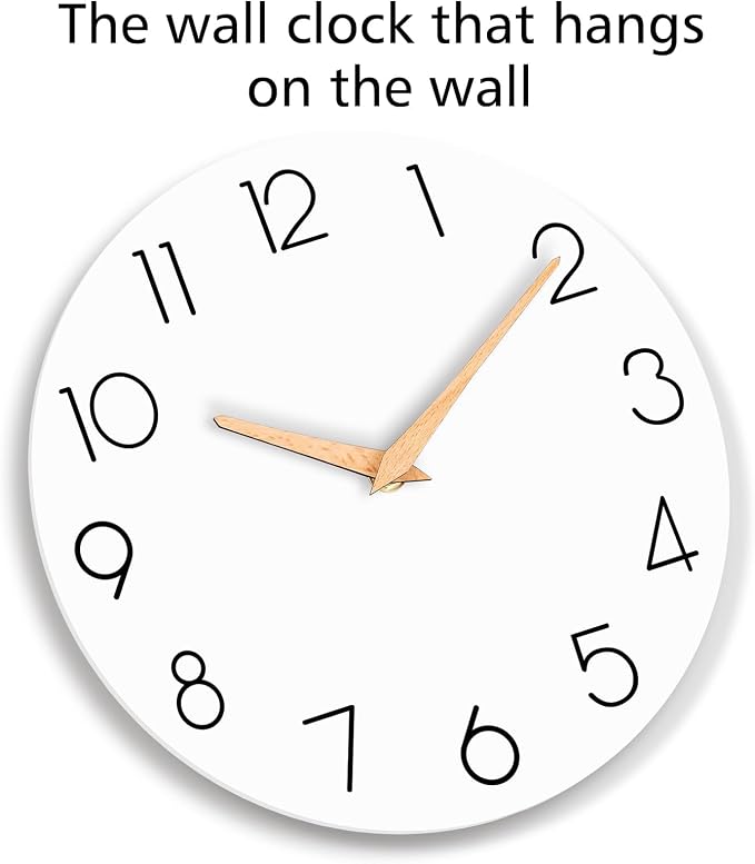 cicininc Wall Clock, 12 Inch Wooden Silent Non-Ticking, Decorative Battery - Image 6