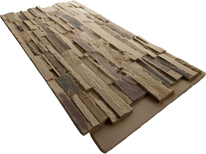 EverStone Cascade Faux Stone Panel, 48 5/8"W x 24 3/4"H x 1 1/4"D, Adobe Color - Image 6