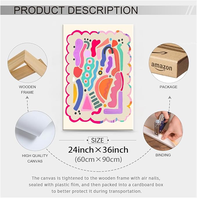 Funky Cute Kids Abstract Wall Art Trendy Bright Colorful Poster 24x36 inch - Image 2