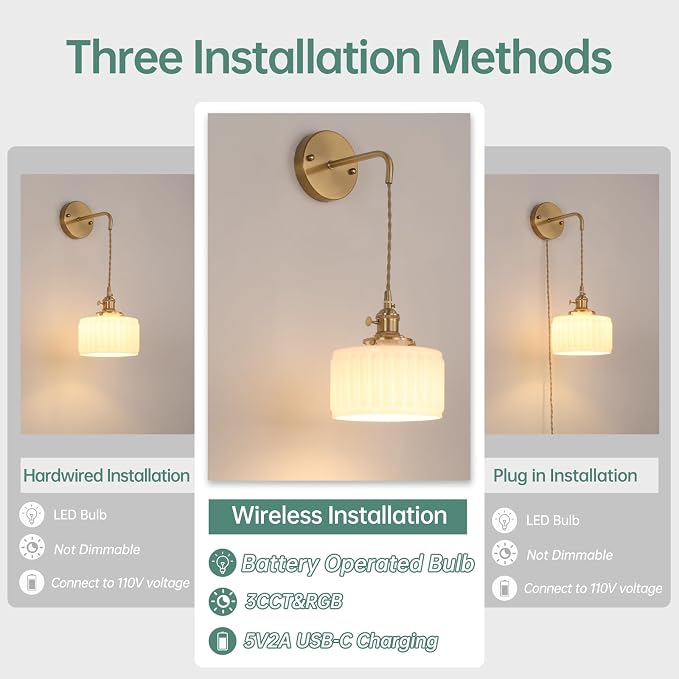 Shenmoyl Battery Operated Wall Sconce - Image 2
