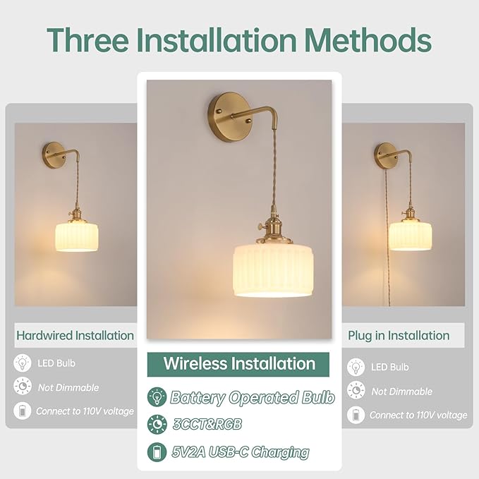 Shenmoyl Battery Operated Wall Sconce - Image 2