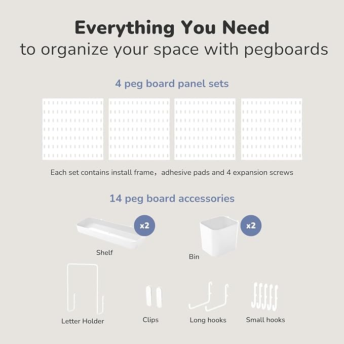 Keepo Peg Board Wall Organizer – Plastic Pegboard Panels, Modular Peg Board - Image 3