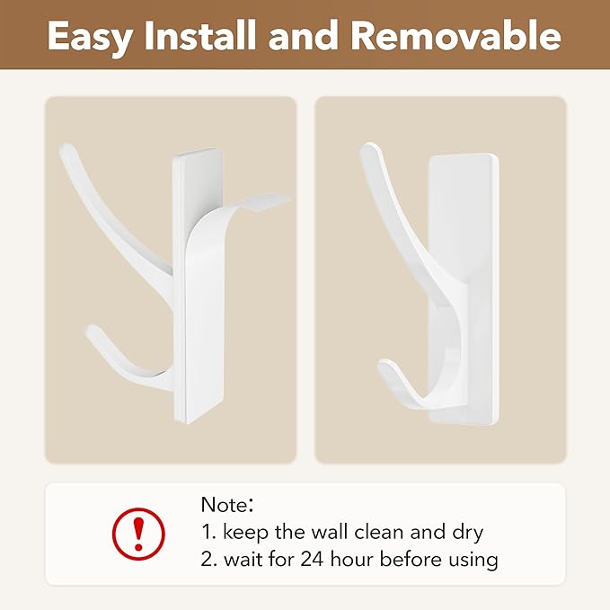 pickpiff White Self Adhesive Coat Hooks - Image 5
