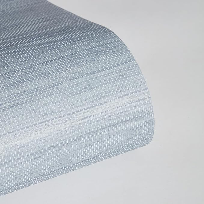 Tempaper Textured Powder Blue Horizontal Faux Grasscloth Removable Peel and - Image 8