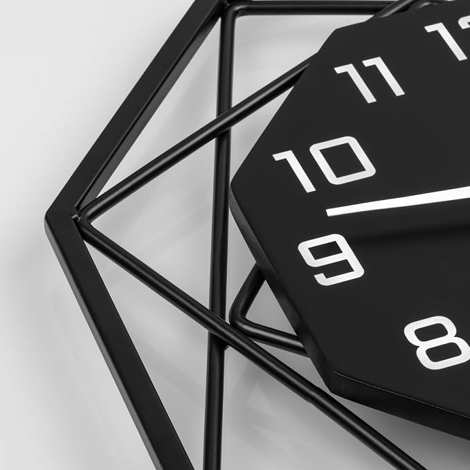 Modern Wall Clocks for Living Room Decor 12in Black Wall Clock Silent - Image 6